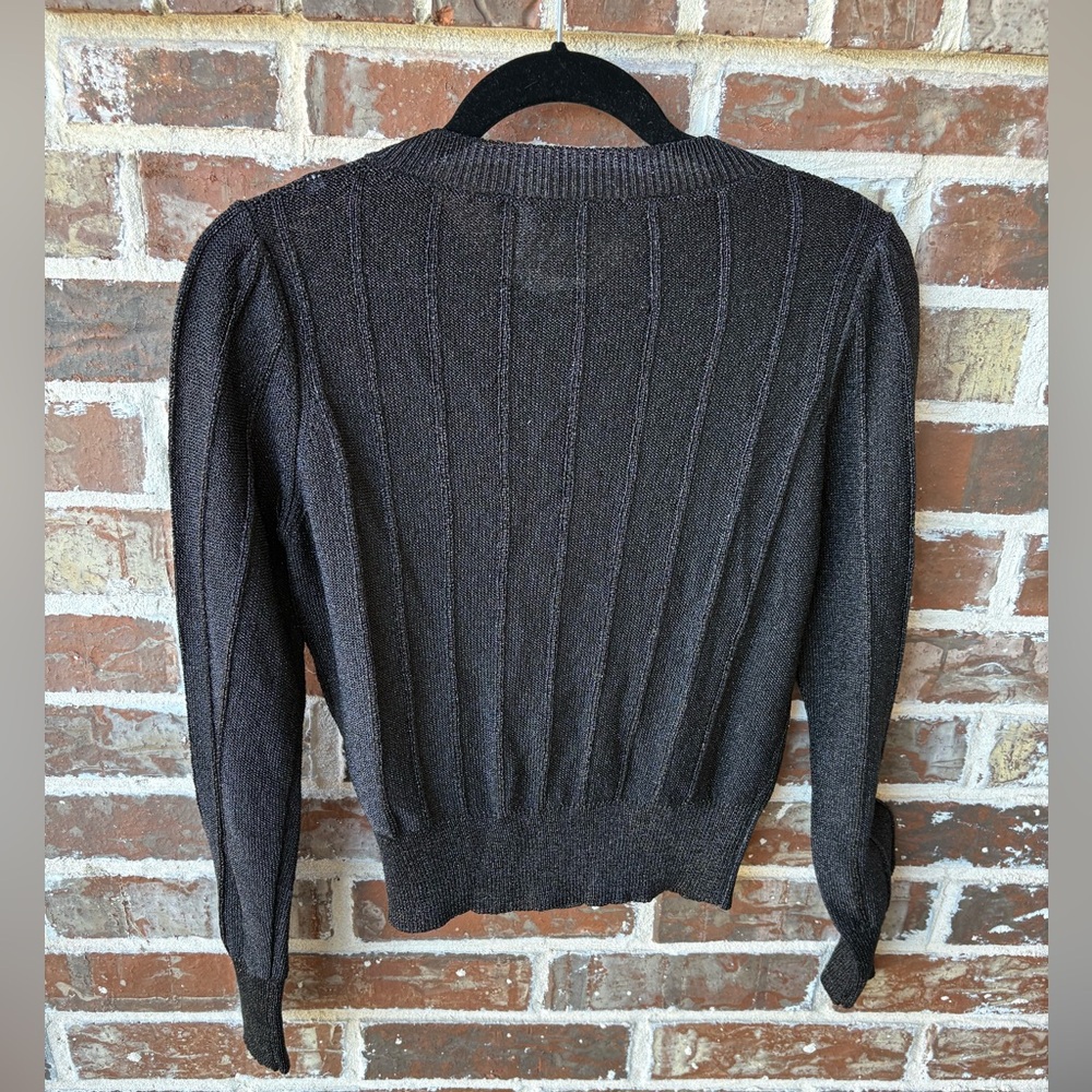 See by Chloe Black Metallic Argyle Cardigan Sweater Size 6 - Picture 10 of 15